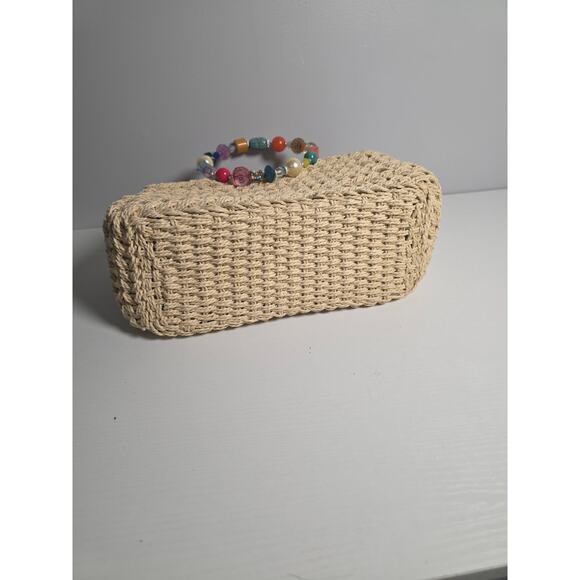 Capelli StrawWorld Hand Bag Beaded Handle Purse Boho Lightweight Woven Lagenlook - Picture 4 of 8